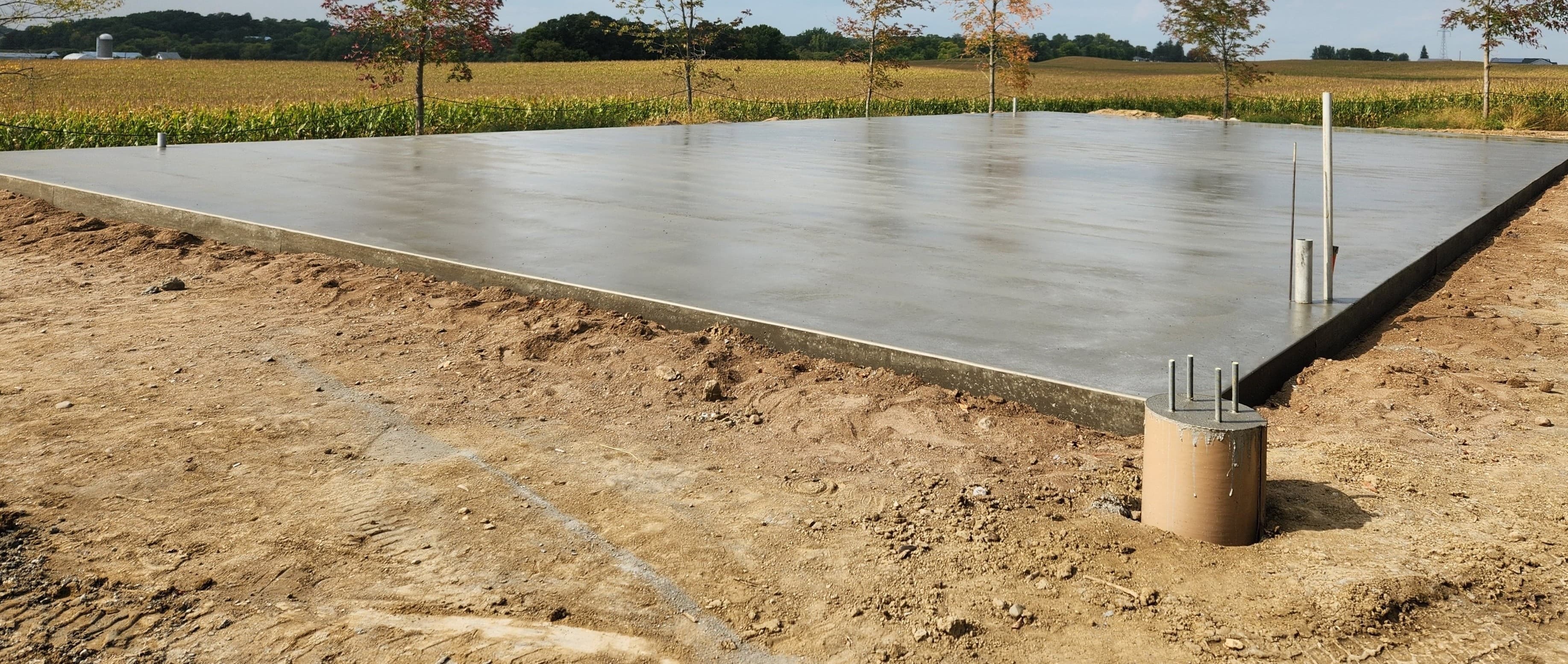 Picture of a new concrete floor in a hangar